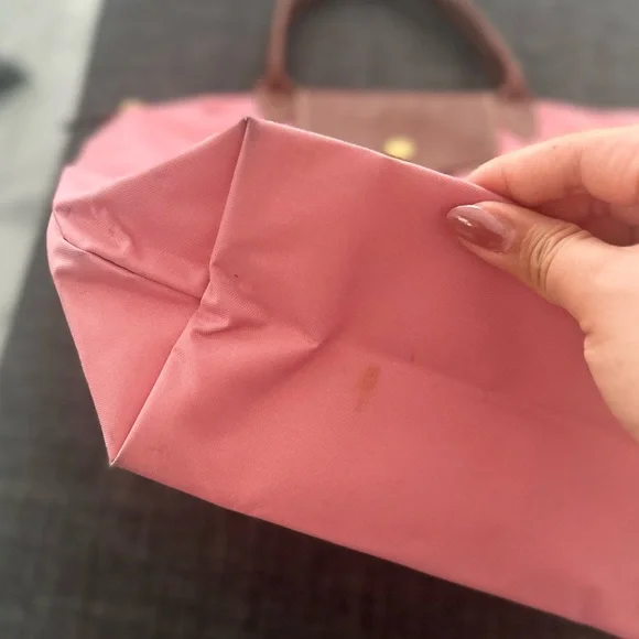 Longchamp Pink Tote Bag with Brown Leather and Zipper Closure - Picture 9 of 16